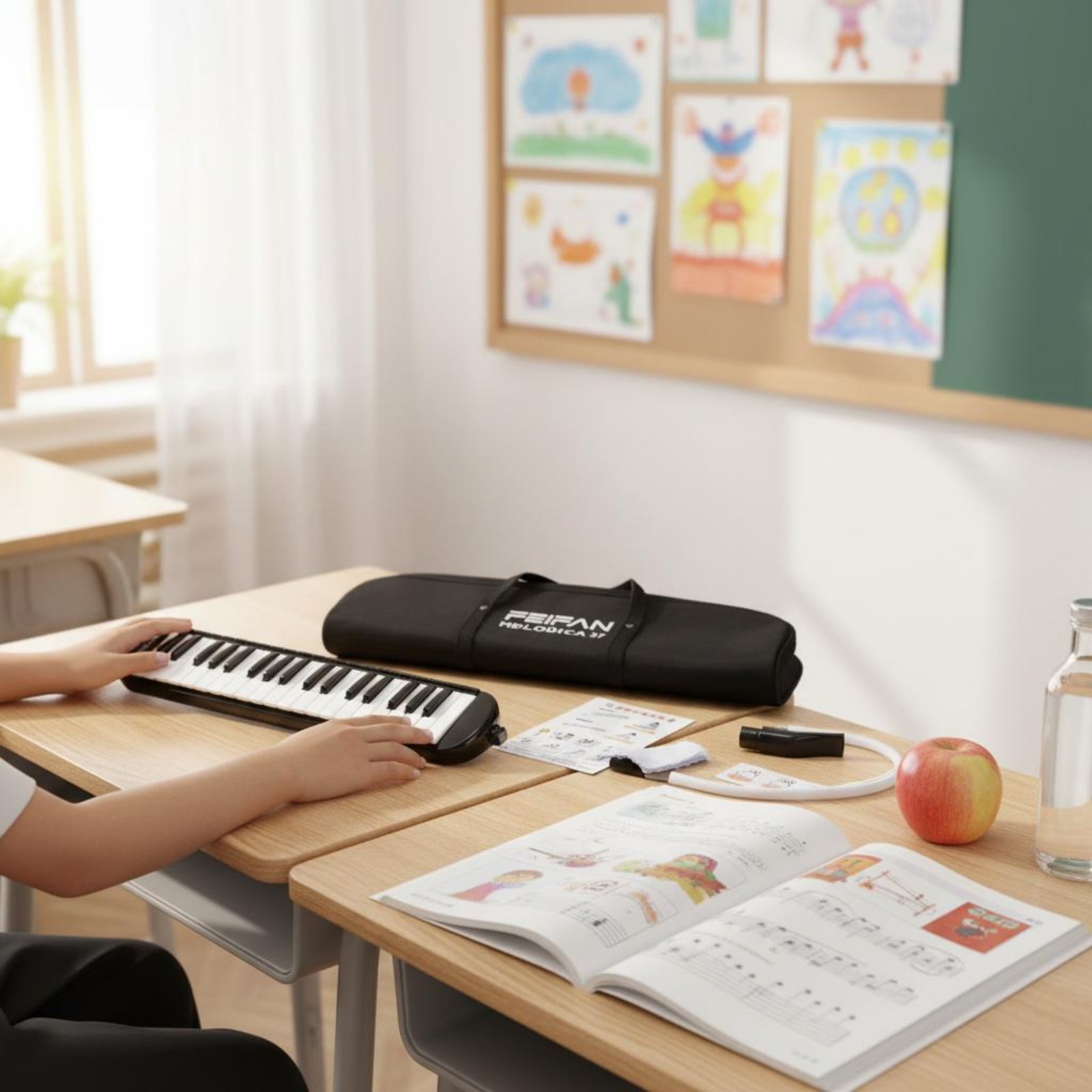 Melodica Keyboard Wind - 37-toetsen Melodica inclusief mondstuk en slang,