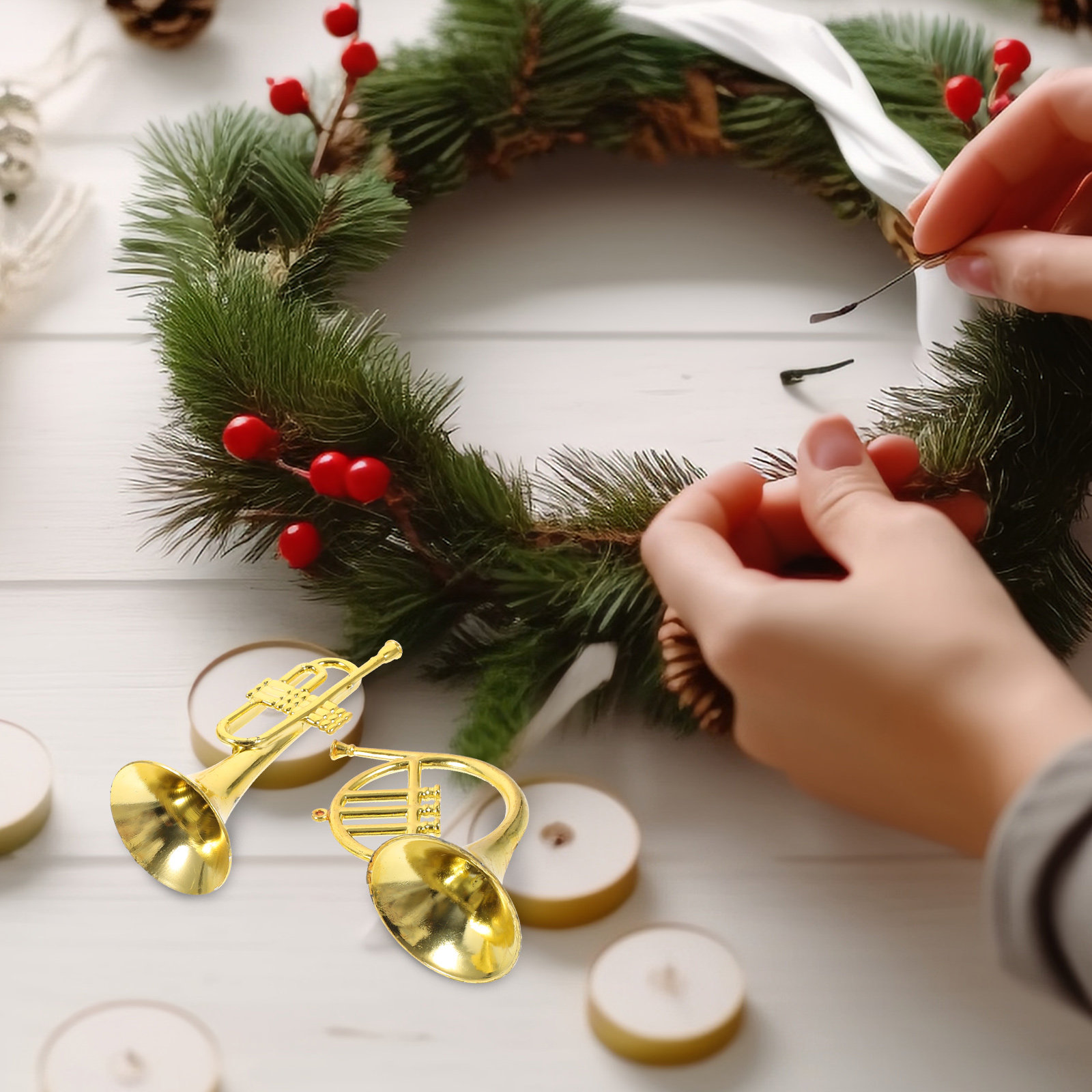 Musical Instrument Xmas Ornaments - 12 stuks Kerst Mini Muziekinstrumenten Plastic