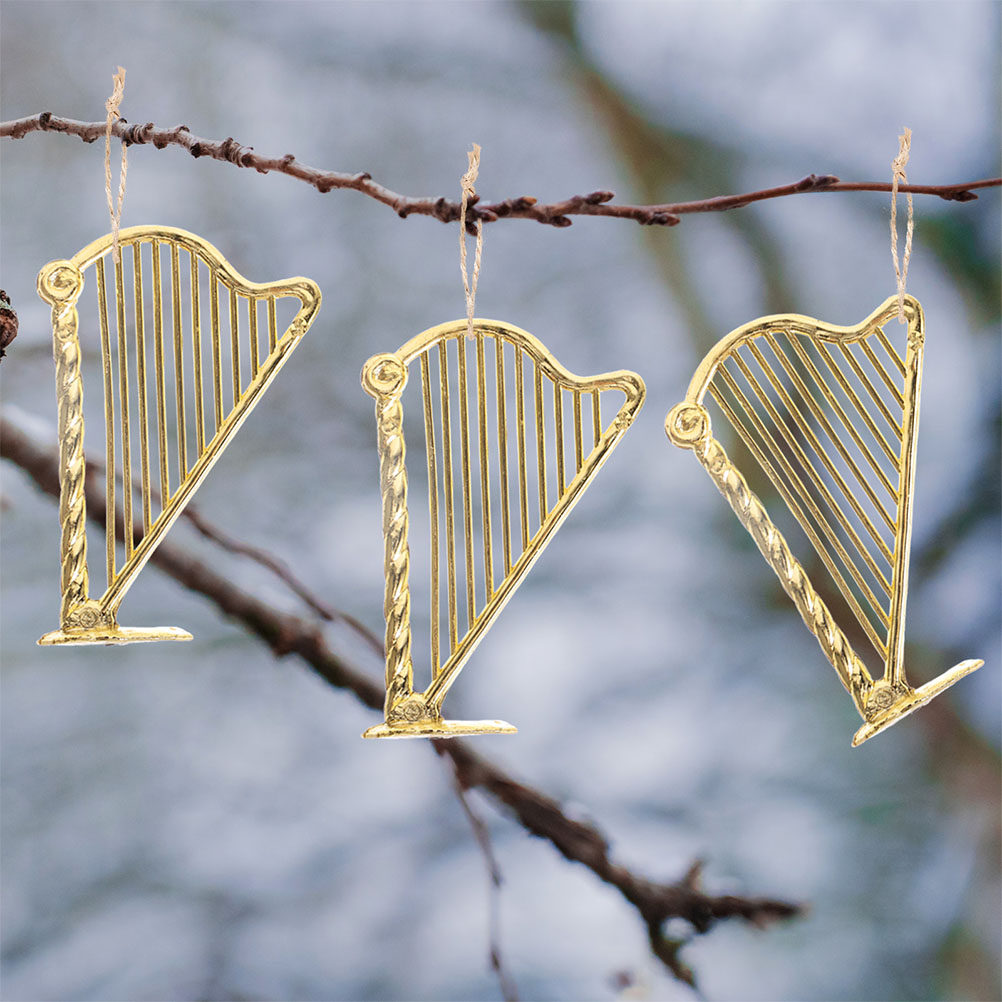 Musical Instrument Xmas Ornaments - 15 stuks miniatuur harp kerst hangende
