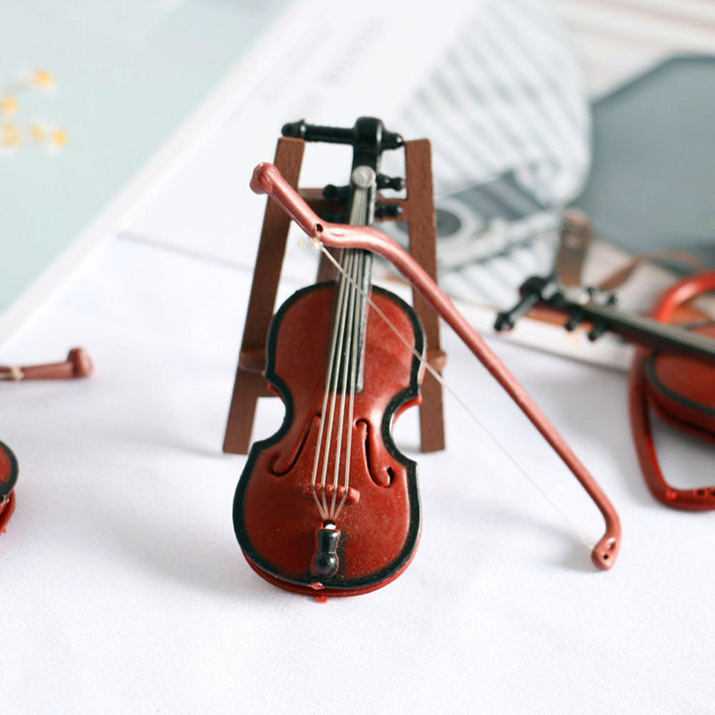 Musical Instrument Xmas Ornaments - 2 Stuks Mini Viool Ornamenten Retro