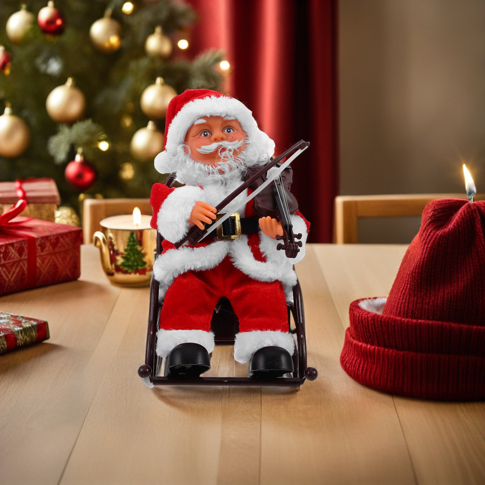 Schattige elektrische Kerstman - Musical Instrument Xmas Ornaments recensie en prijs